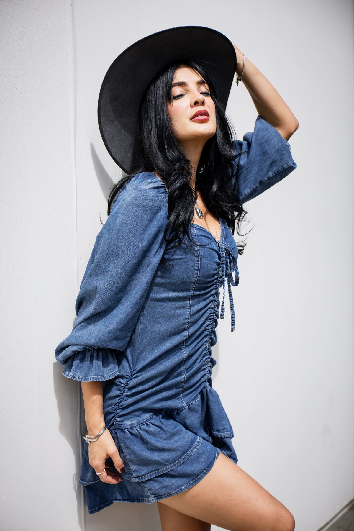 Vestido manga larga de jean  Tina-17008