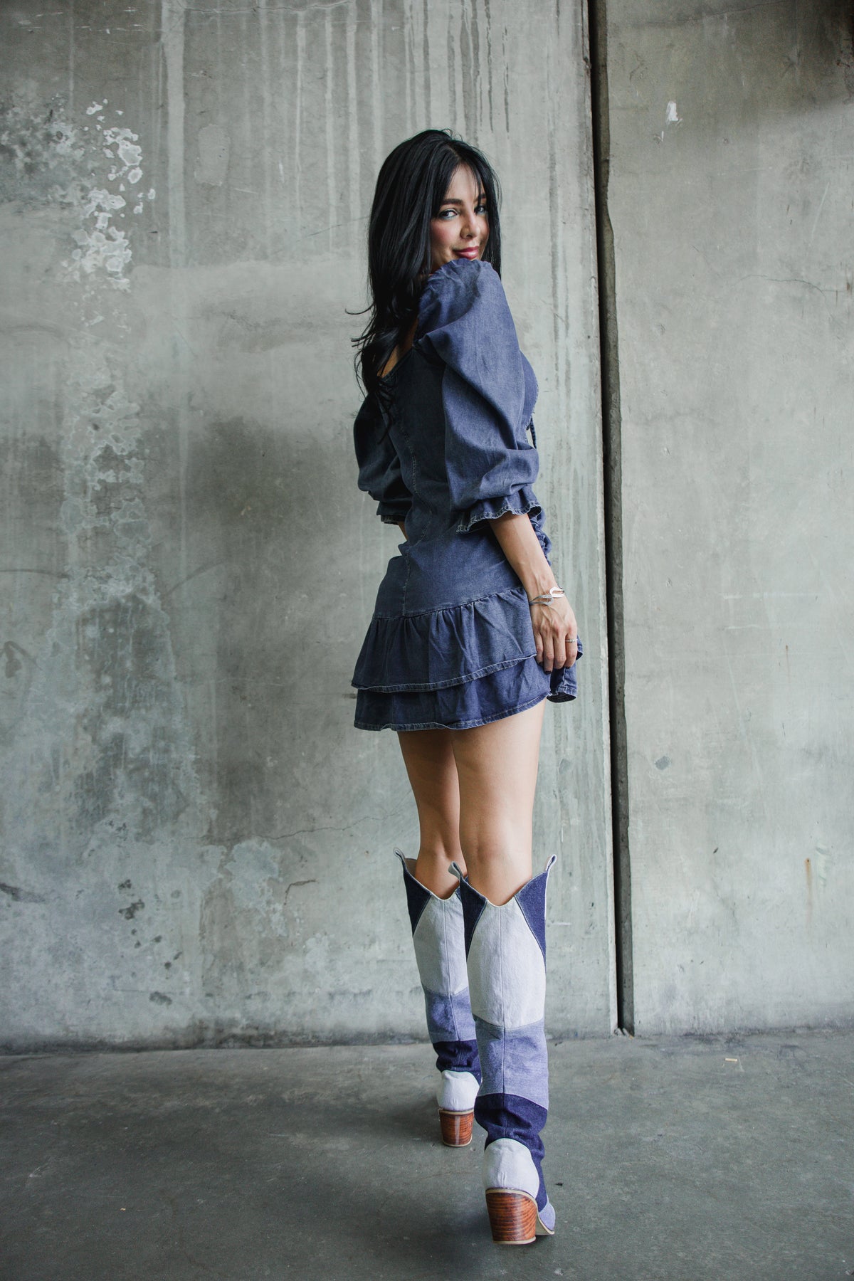 Vestido manga larga de jean  Tina-17008