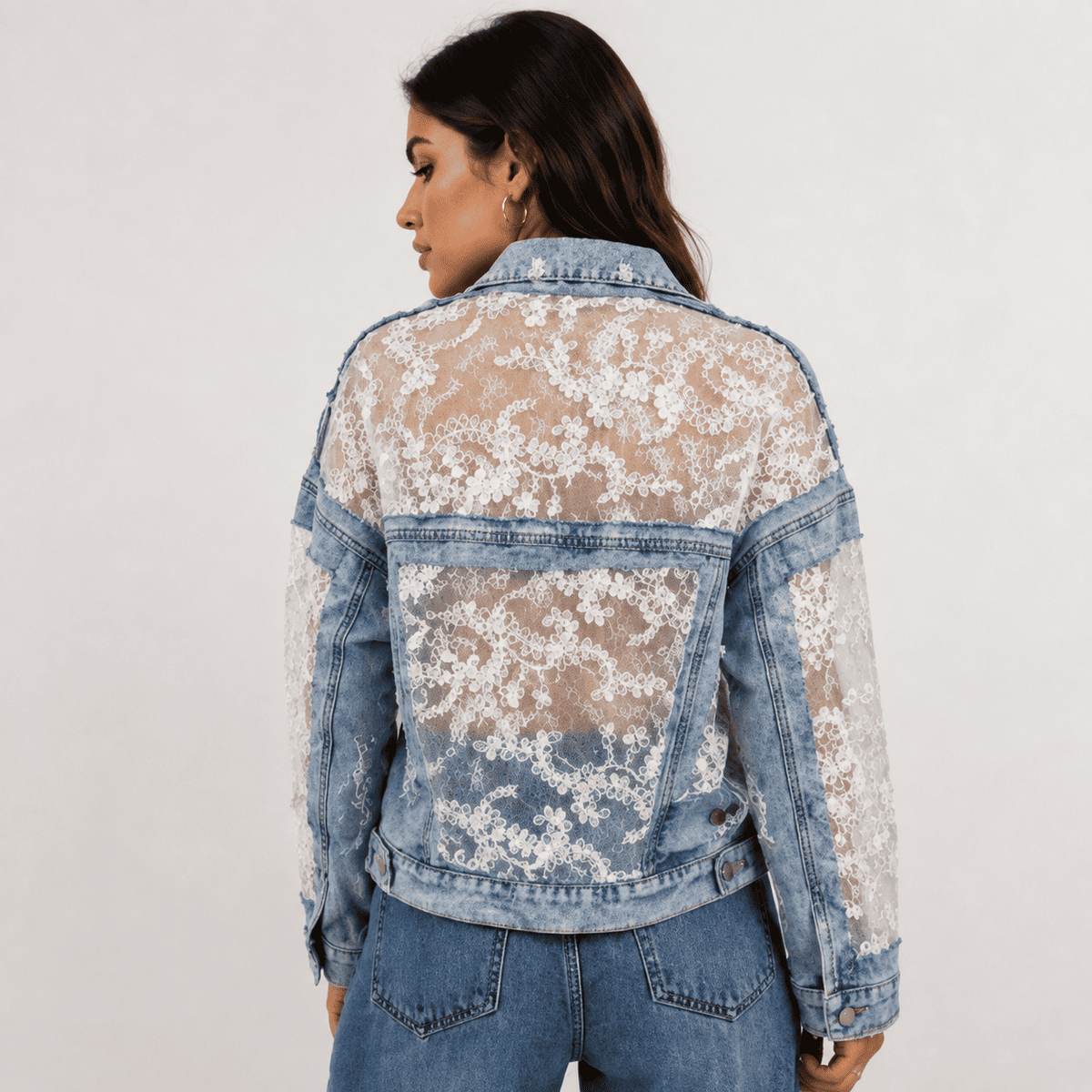 Chaqueta oversize corta con encaje  Leon -12270
