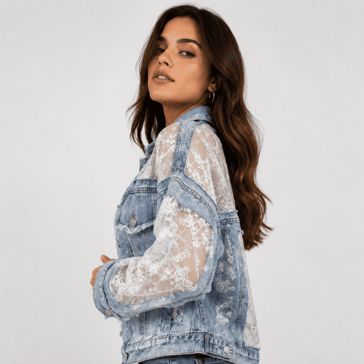 Chaqueta oversize corta con encaje  Leon -12270